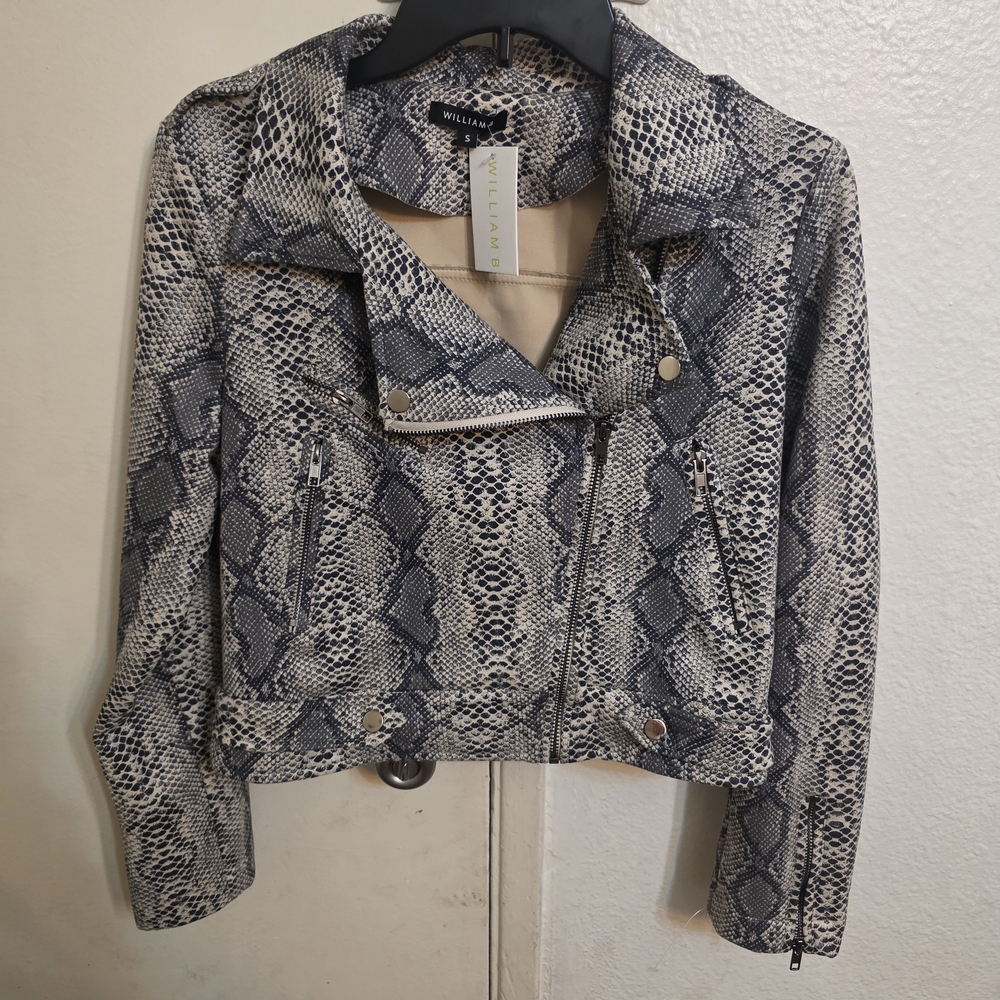 Wilsons Leather Snake Print Varsity Jacket